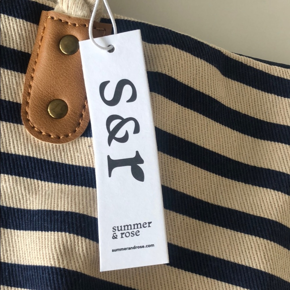 Summer and Rose Navy khaki beach tote bag - Picture 6 of 15